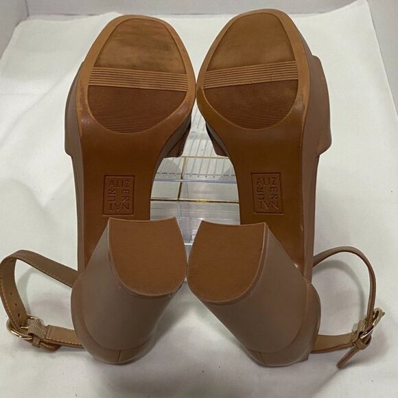 Naturalizer Platform Block Heel Sandals Tan Nude Leather Size 8 - Picture 3 of 12